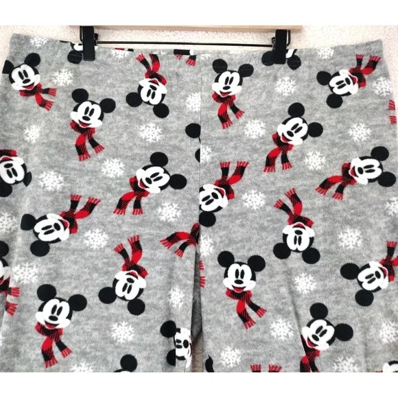 Disney Mickey Mouse Snowflake Pajama Pants Women's 2X Gray Fleece Sleepwear‎ - Picture 5 of 14